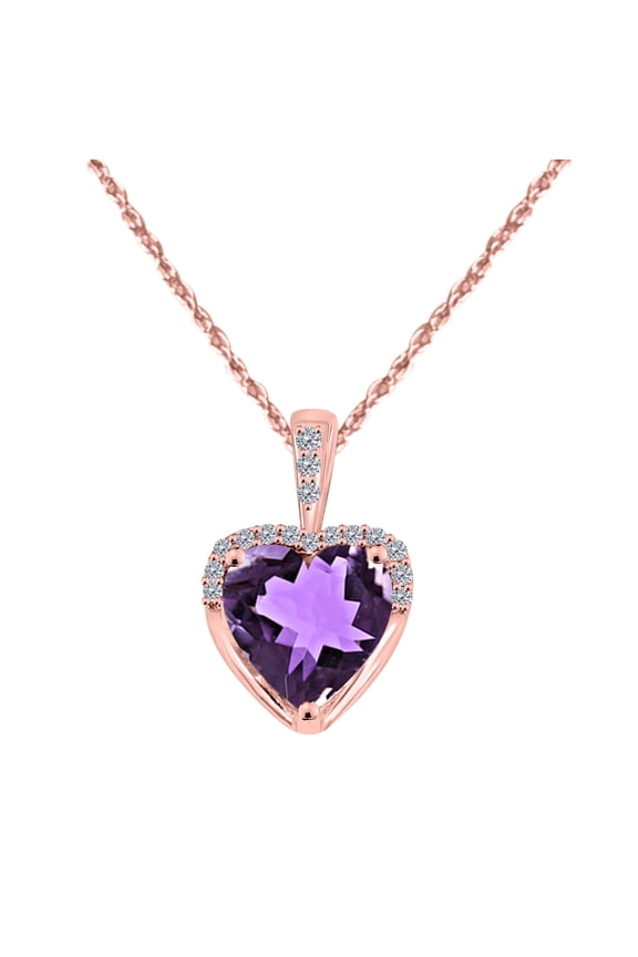Engagement Necklace for Women 1.83 Carat Adorable Diamond And Heart Shape Gemstone Pendant Prong-Setting 10K Rose Gold With 18'' Box Chain|Silver Chain