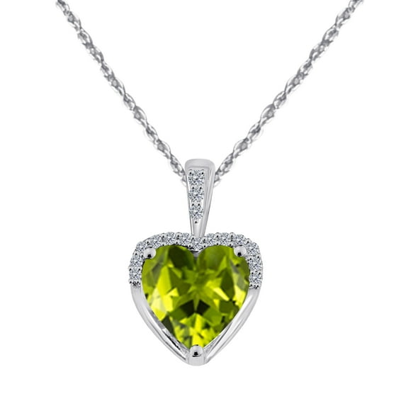 Mauli Jewels Engagement Necklace for Women 1.83 Carat Adorable Diamond And Heart Shape Gemstone Pendant 4 prongs 10K White Gold With 18'' Box Chain|Silver Chain
