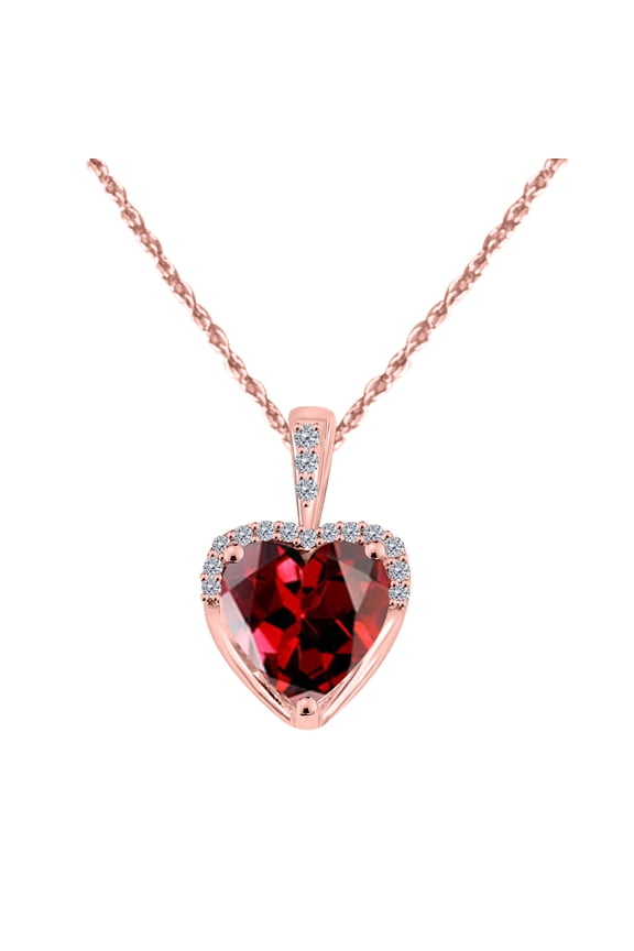 Engagement Necklace for Women 1.83 Carat Adorable Diamond And Heart Shape Gemstone Pendant Prong-Setting 10K Rose Gold With 18'' Box Chain|Silver Chain
