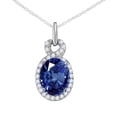 thumbnail image 1 of Mauli Jewels Engagement Necklace for Women 1.9 Carat Beautiful Oval Shape Gemstone And Diamond Pendant 4 prongs 10K White Gold With 18'' Rope Chain|Silver Chain, 1 of 6