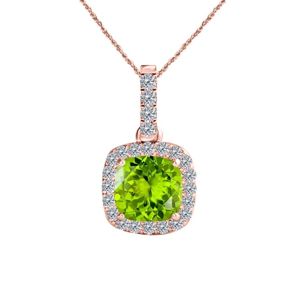 Mauli Jewels Engagement Necklace for Women 2.75 Ct Ttw Diamond And Cushion Cut Gemstone Polished Rose Gold Pendant Prong-Setting 10K With 18'' Box Chain|Silver Chain