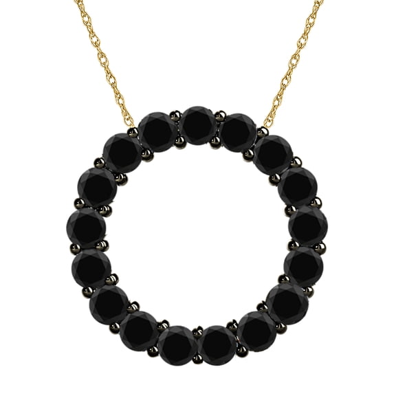 Mauli Jewels Engagement Necklace for Women 3.00 Carat Black Diamond Round Shape Pendant With 18 Rope Chain Prong-Setting 10K Rose, White & Yellow Gold|Silver Chain