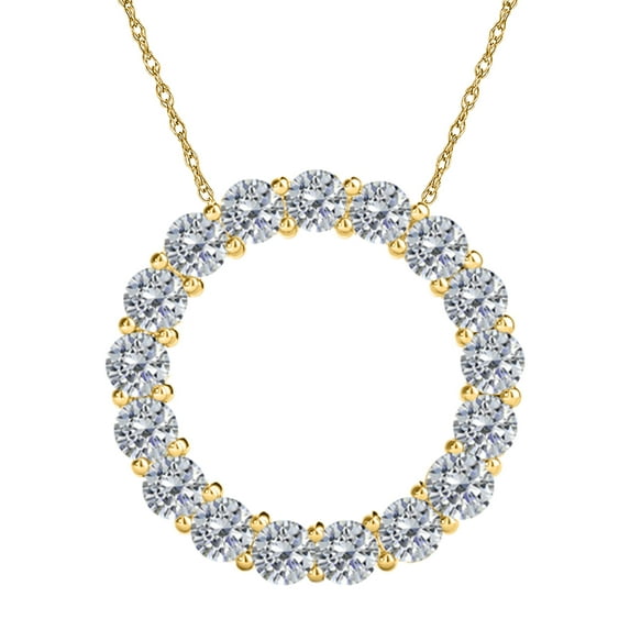 Mauli Jewels Engagement Necklace for Women 3.00 Carat Natural Round Diamond Pendant With 18 Rope Chain Prong-Setting 10K Rose, White & Yellow Gold|Silver Chain