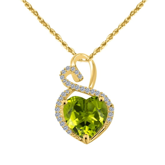 Mauli Jewels Engagement Necklace for Women 3.90 Carat Diamond And Heart Shape Gemstone Yellow Gold Pendant 4 prongs 14K With 18'' Rope Chain|Silver Chain