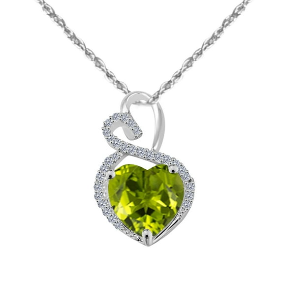 Mauli Jewels Engagement Necklace for Women 3.90 Carat Diamond And Heart Shape Gemstone White Gold Pendant 4 prongs 14K With 18'' Box Chain|Silver Chain