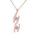 thumbnail image 1 of Mauli Jewels Engagement Necklace for Women 0.20 Carat Classic Two Stone Diamond Pendant 4 prongs 14K Rose Gold With 18'' Chain|Silver Chain, 1 of 7