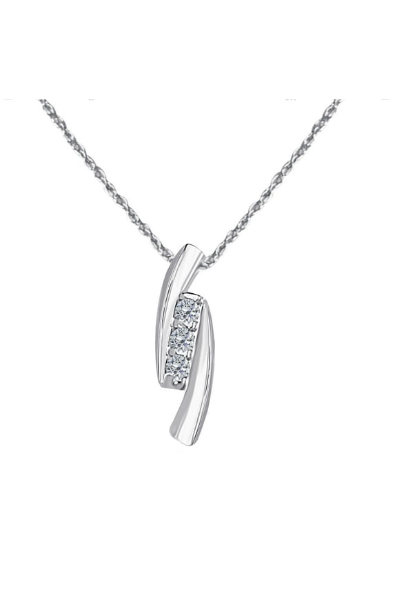 Engagement Necklace for Women 0.25 Carat Diamond Three Stone Channel Set Pendant 4 channel 14K White Gold With 18'' Chain|Silver Chain