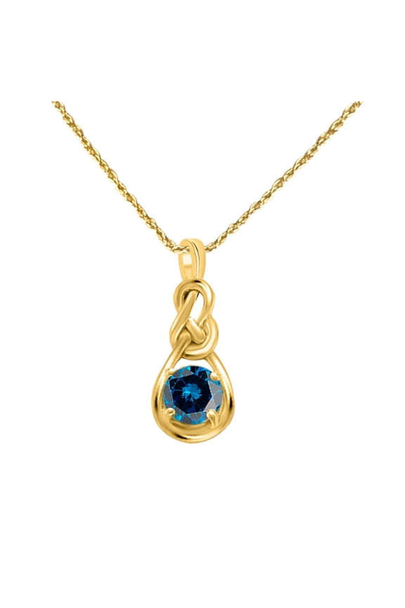 Engagement Necklace for Women 0.25 Carat Tangled Blue Diamond Pendant 4 prongs 14K Yellow Gold With 18'' Chain|Silver Chain