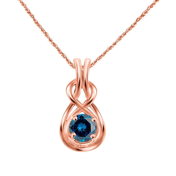 Mauli Jewels Engagement Necklace for Women 0.35 Carat Graceful Blue Diamond Pendant 4 prongs 14K Rose Gold With 18'' Chain|Silver Chain