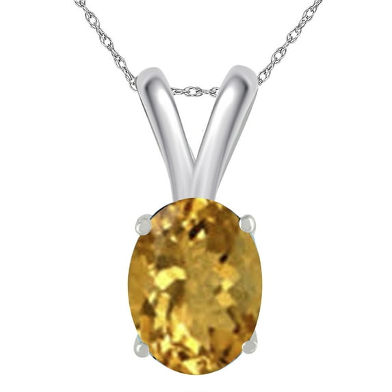 Mauli Jewels Engagement Necklace for Women 0.40 Carat Oval Citrine Pendant 4-prong 925 Sterling Silver|Silver Chain