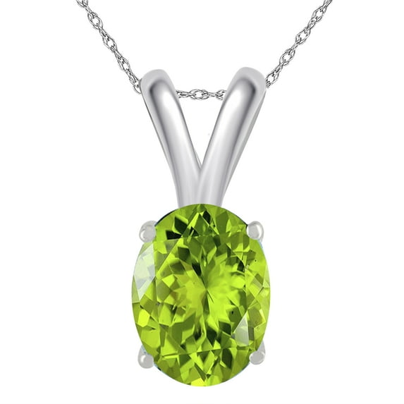 Mauli Jewels Engagement Necklace for Women 0.40 Carat Oval Peridot Pendant 4-prong 925 Sterling Silver|Silver Chain
