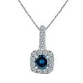 thumbnail image 1 of Mauli Jewels Engagement Necklace for Women 0.75 Carat Adorable Halo Blue Diamond Pendant 4 prongs 14K White Gold With 18'' Chain|Silver Chain, 1 of 7