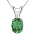thumbnail image 1 of Mauli Jewels Engagement Necklace for Women 0.75 Carat Oval Emerald Pendant 4-prong 14k White Gold|Silver Chain, 1 of 4