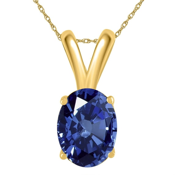 Mauli Jewels Engagement Necklace for Women 0.75 Carat Oval Sapphire Pendant 4-prong 14k Yellow Gold|Silver Chain