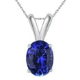 thumbnail image 1 of Mauli Jewels Engagement Necklace for Women 0.75 Carat Oval Tanzanite Pendant 4-prong 14k White Gold|Silver Chain, 1 of 4