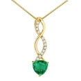 thumbnail image 1 of Mauli Jewels Engagement Necklace for Women 0.95 Carat Trillion Shaped Lab Created Emerald and Diamond Pendant 4-prong 10K Yellow Gold|Silver Chain, 1 of 4