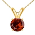 thumbnail image 1 of Mauli Jewels Engagement Necklace for Women 1.10 Carat Round Garnet Pendant 4-prong 14k Yellow Gold|Silver Chain, 1 of 4