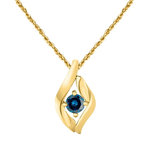 MauliJewels 1/4 Carat Blue Diamond Pendant Necklace for Women in 10K Rose, White & Yellow Gold with 18 Inch Silver Chain