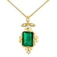 thumbnail image 1 of Mauli Jewels Engagement Necklace for Women 1.60 Carat Emerald Shaped Lab Created Sapphire and Diamond Pendant 4-prong 10K Yellow Gold|Silver Chain, 1 of 4