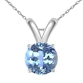 thumbnail image 1 of Mauli Jewels Engagement Necklace for Women 1.60 Carat Round Blue Topaz Pendant 4-prong 14k White Gold|Silver Chain, 1 of 4