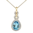 thumbnail image 1 of Mauli Jewels Engagement Necklace for Women 1.80 Carat Pear Shaped Aquamarine and Diamond Pendant 4-prong 10K Yellow Gold|Silver Chain, 1 of 3
