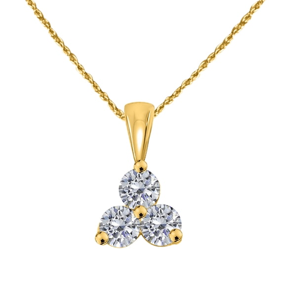 Mauli Jewels Engagement Necklace for Women 1 Carat Diamond Trillion Cut Pendant 4 prong 14K Yellow Gold With 18'' Chain|Silver Chain