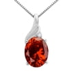 thumbnail image 1 of Mauli Jewels Engagement Necklace for Women 2.00 Carat Oval Shaped Garnet and Diamond Pendant 4-prong 10K White Gold|Silver Chain, 1 of 4