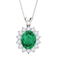 thumbnail image 1 of Mauli Jewels Engagement Necklace for Women 2.30 Carat Diamond And Oval Gemstone Pendant 4 prongs 10K White Gold With 18'' Chain|Silver Chain, 1 of 6
