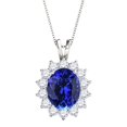 thumbnail image 1 of Mauli Jewels Engagement Necklace for Women 2.30 Carat Diamond And Oval Gemstone Pendant 4 prongs 10K White Gold With 18'' Chain|Silver Chain, 1 of 6