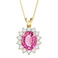 thumbnail image 1 of Mauli Jewels Engagement Necklace for Women 2.30 Carat Diamond And Oval Gemstone Pendant 4 prongs 10K Yellow Gold With 18'' Chain|Silver Chain, 1 of 6