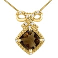 thumbnail image 1 of Mauli Jewels Engagement Necklace for Women 2.50 Carat Cushion Shaped Smokey Quartz and Diamond Pendant 4-prong 10K Yellow Gold|Silver Chain, 1 of 4