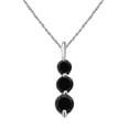 thumbnail image 1 of Mauli Jewels Engagement Necklace for Women 2 Carat Black Diamond Three Stone Linear Pendant 4 prong 10K White Gold With 18'' Chain|Silver Chain, 1 of 6