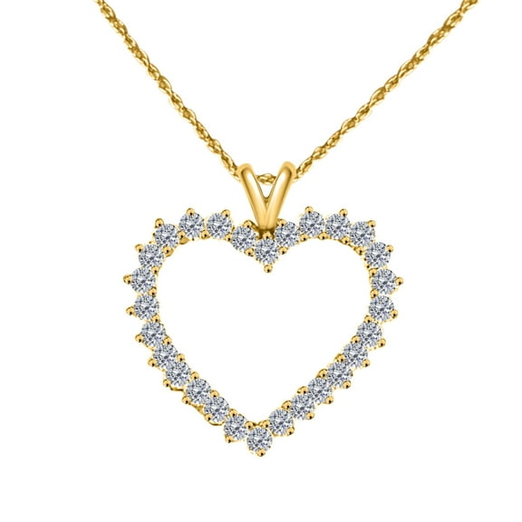 MauliJewels 2 Carat Lab Created Diamond Heart Pendant Necklace for Women in 10K Rose, White & Yellow Gold with 18 Inch Silver Chain, 4-Prong Setting