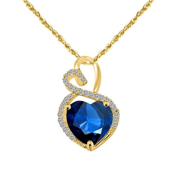Mauli Jewels Engagement Necklace for Women 3.90 Carat Diamond And Heart Shape Gemstone Yellow Gold Pendant 4 prongs 14K With 18'' Chain|Silver Chain