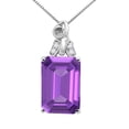 thumbnail image 1 of Mauli Jewels Engagement Necklace for Women 6.50 Carat Emerald Cut Amethyst and Diamond Pendant 4-prong 10K White Gold|Silver Chain, 1 of 4