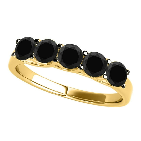 Mauli Jewels Engagement Rings for Women 1.00 Carat Five Stone Black Diamond Exquisite Women's Wedding Band Prong-Setting 14K Rose, White & Yellow Gold