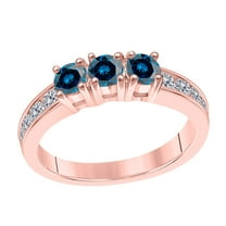 Mauli Jewels 1 Carat Lab Grown Blue and White Diamond Engagement Ring for Women in 10K Solid Gold, 4 Prong Setting