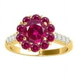 thumbnail image 1 of Mauli Jewels Engagement Rings for Women 1.00 Carat Ruby And Natural Round White Diamond Flower Shape Gemstone Ring 4 Prong-Setting 14K Whiite, Rose Yellow Gold, 1 of 7