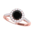 thumbnail image 1 of Mauli Jewels Engagement Rings for Women 1.30 Carat Halo Round Black Diamond with White Diamonds Womens Engagement| Wedding Ring 4 Prong-Setting 14k Rose Gold, 1 of 6