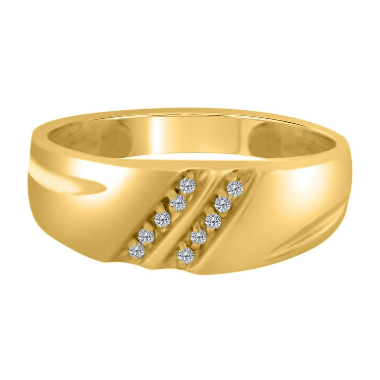 Mauli Jewels Engagement Rings for Men 0.05 Carat Mens Stylish Diamond Engagement Wedding Ring Prong 10K Yellow Gold Women s Size 9