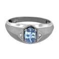 thumbnail image 1 of Mauli Jewels Engagement Rings for Men 0.76 Carat Exotic Mens Diamond And Oval Blue Topaz Ring prong 10K White Gold, 1 of 3