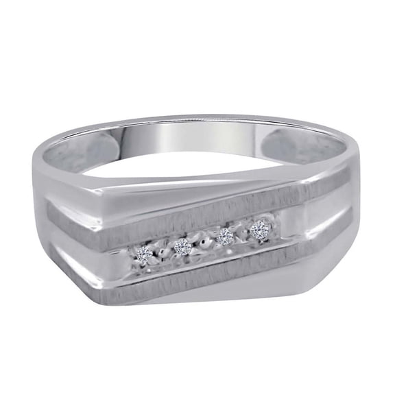 Mauli Jewels 0.02 Carat Men's Glittering Engagement Wedding Diamond Ring, Prong Setting, 10K White & Yellow Gold