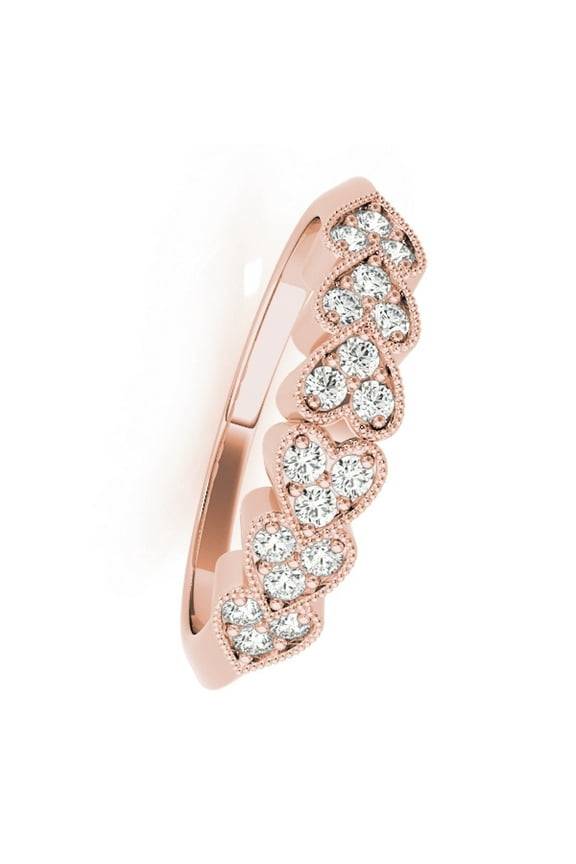 Engagement Rings for Women 0.07 Carat Classy Heart Shaped Diamond Wedding Band 4-prong 10K Rose Gold