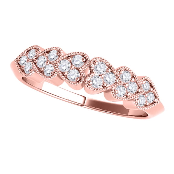 Mauli Jewels 0.07 Carat Heart Shaped Diamond Wedding Band for Women in 10K Rose White Yellow Gold | Bridal Ring