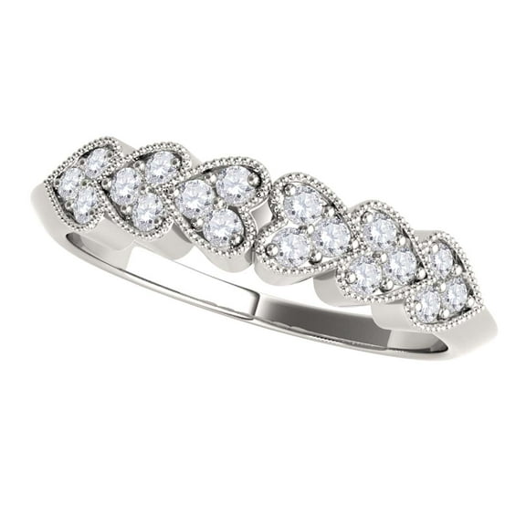 Mauli Jewels 0.07 Carat Heart Shaped Diamond Wedding Band for Women in 10K Rose White Yellow Gold | Bridal Ring