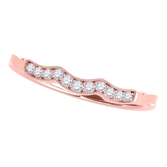 Mauli Jewels Engagement Rings for Women 0.08 Carat Diamond Engagement Wedding Curved Band 4-Prong 14K Rose Gold