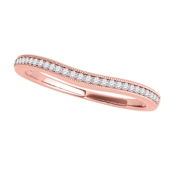 Mauli Jewels Engagement Rings for Women 0.1 Diamond Wedding Milgrained Curve Band prong 10K Rose Gold