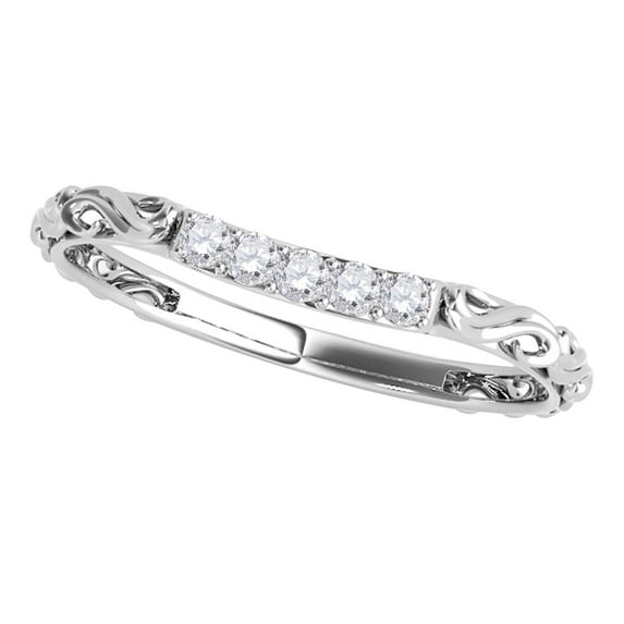 Mauli Jewels 14K Gold 0.10 Ct Diamond Curved Wedding Band for Women, Five-Stone Prong Bridal Ring, Rose, White & Yellow Gold