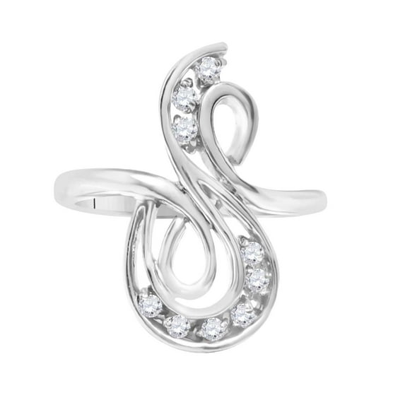Mauli Jewels Engagement Rings for Women 0.10 Carat Fabulous Fashion Designer Diamond Ring 2-prong 10K White Gold