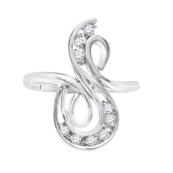 Mauli Jewels Engagement Rings for Women 0.10 Carat Fabulous Fashion Designer Diamond Ring 2-prong 10K White Gold